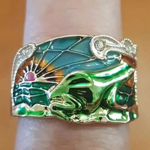 Creative Epoxy Frog Nature Gold Enamel Ring - Picture 1 of 10
